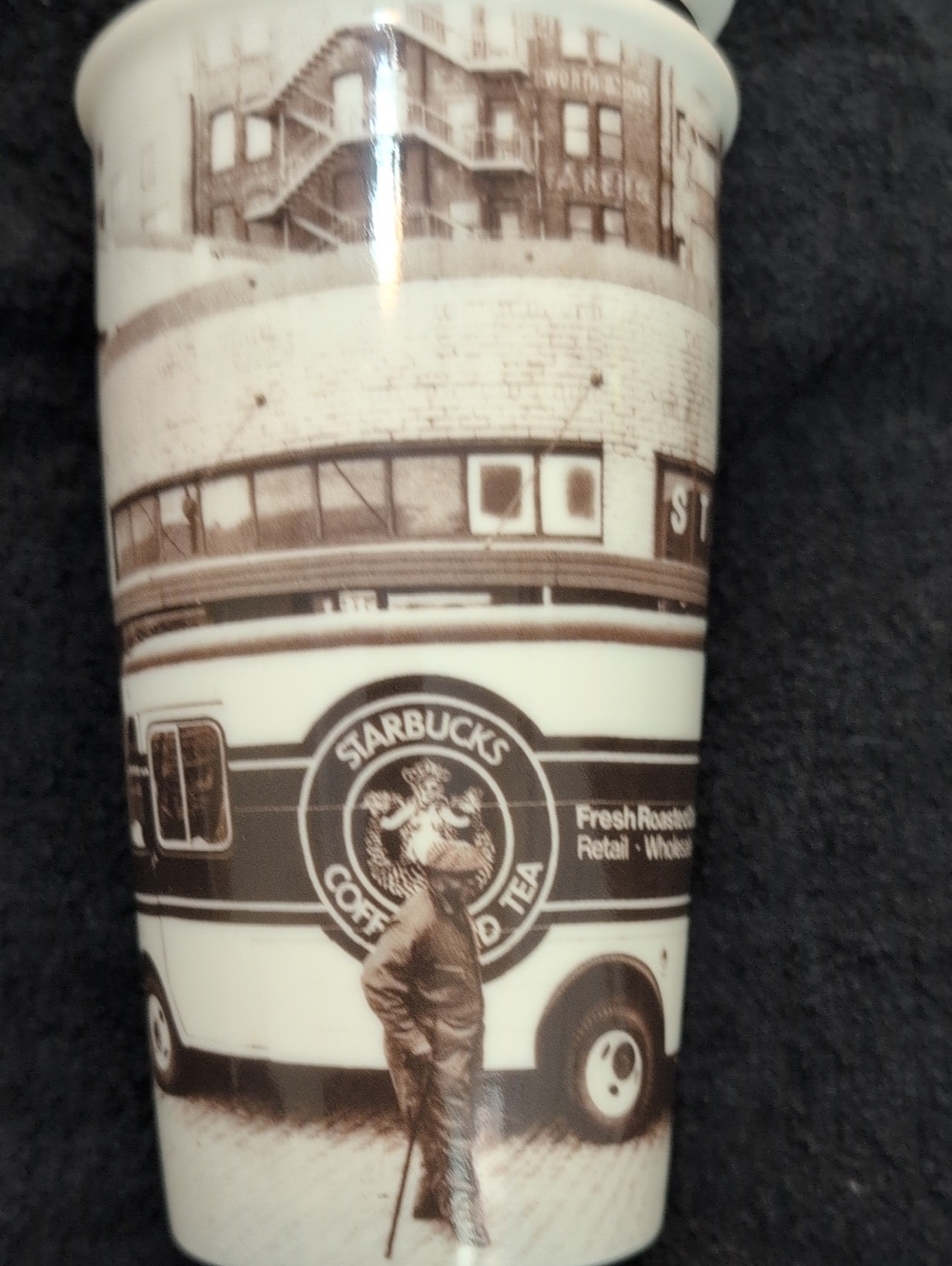 Starbucks Brown and Cream City Scene Ceramic Cup